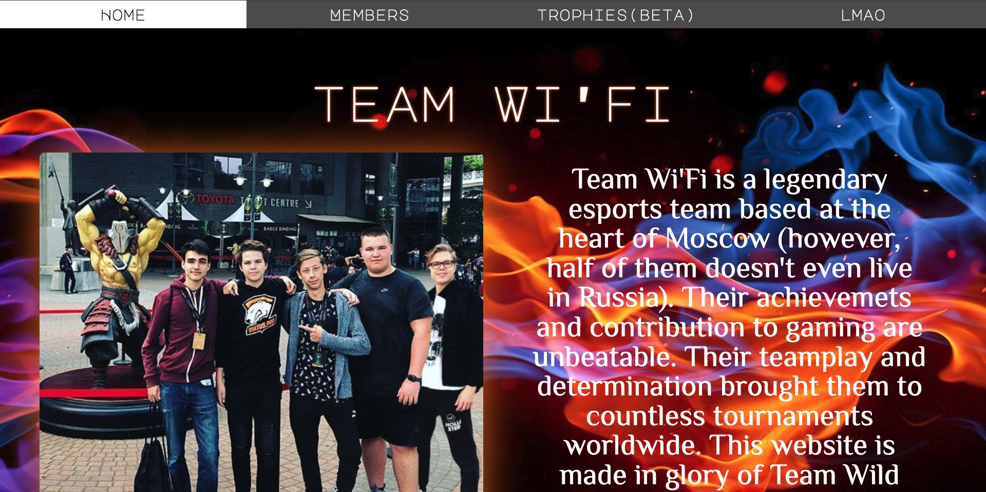 team wifi website showcase